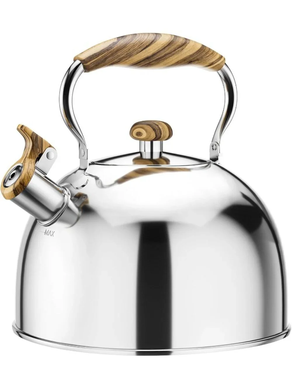 Silver Mirror Kitchen Whistling Tea Kettle 2.6 Quart Stainless Steel Stovetop
